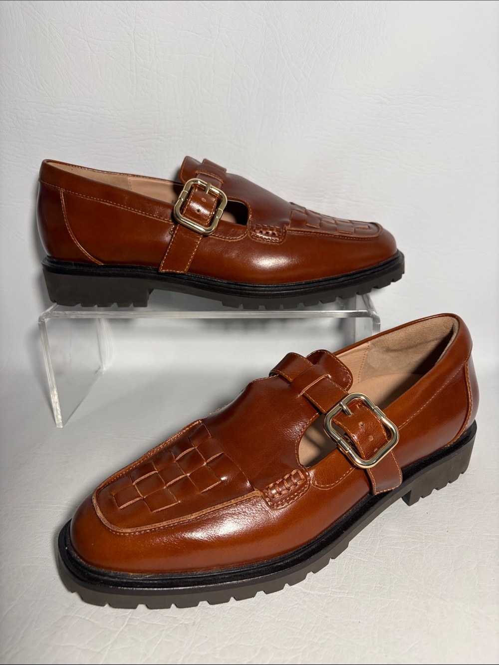 Bared Footwear Emutail NWOT Rustic Brown Leather Preppy Loafers 39 or 8.5-9 US